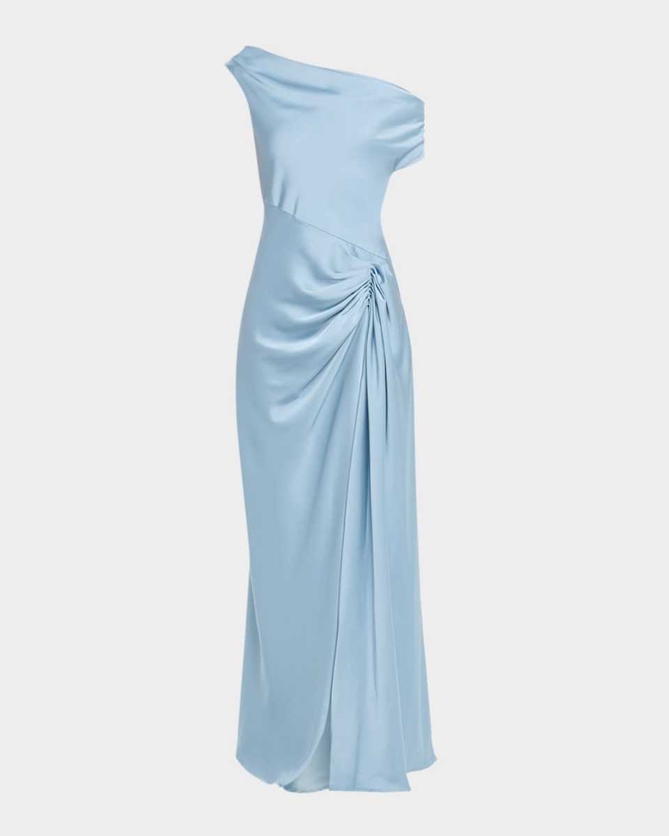 Camilla Draped Open-Back Satin Gown